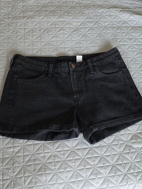H&M Black Denim Cuffed Shorts
